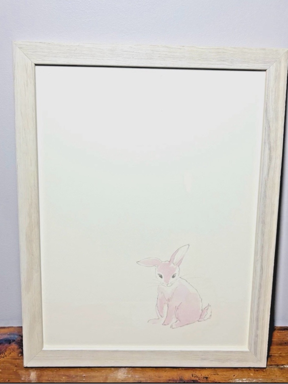Restoration Hardware Baby Child Watercolor print rabbit framed art 20 x 15.5 in